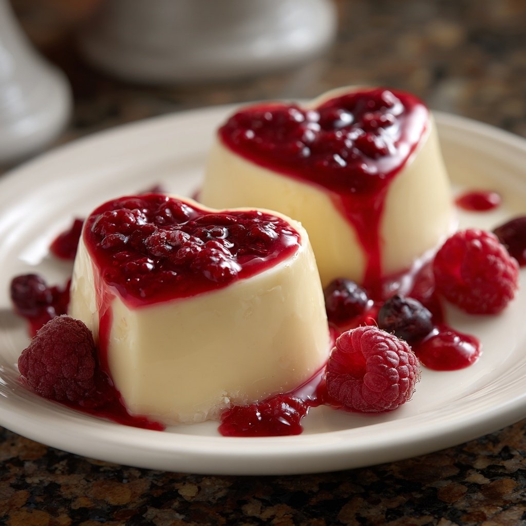 Raspberry Panna Cotta Hearts