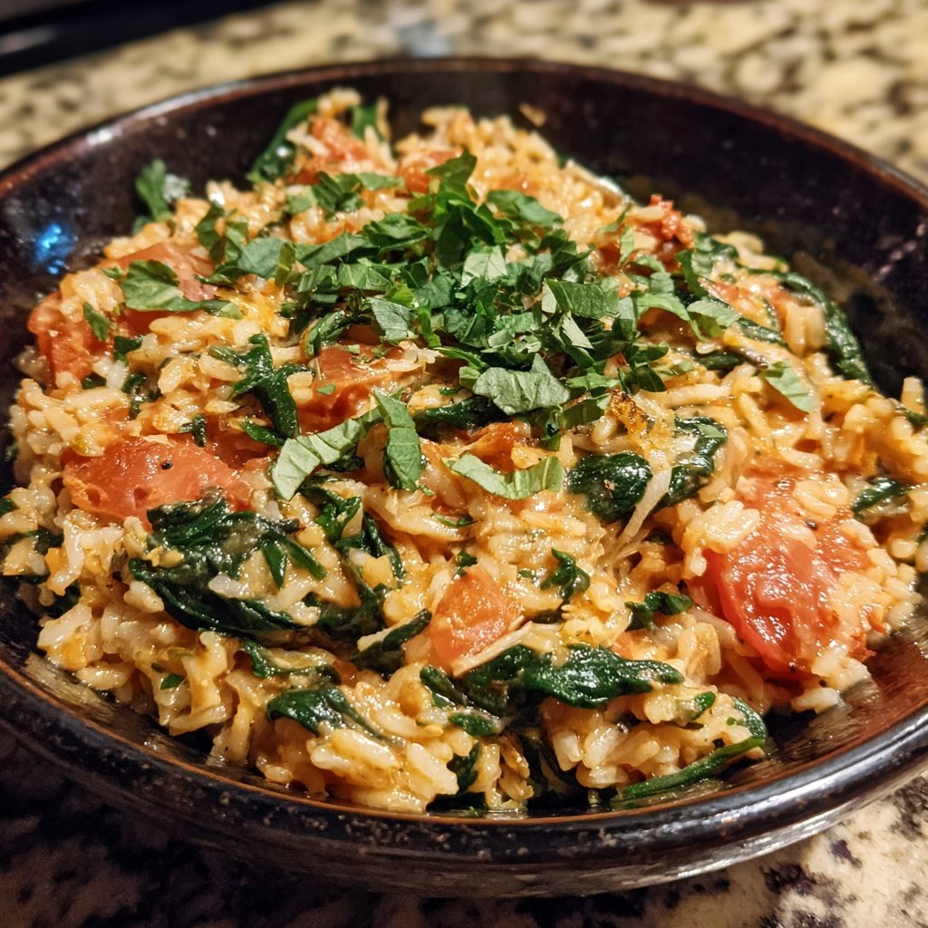 Creamy Spinach Tomato Rice