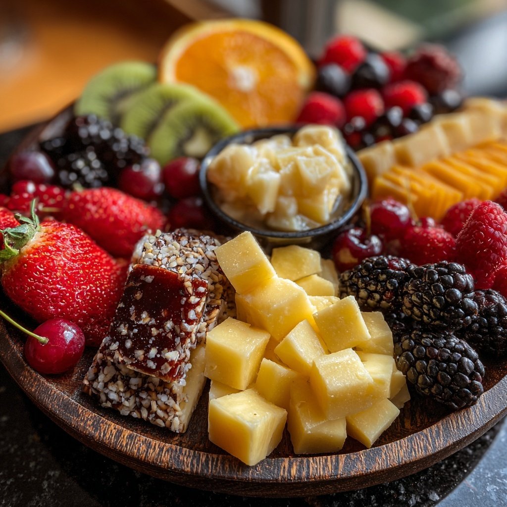 Valentines Charcuterie Board with Cheese and Fruit