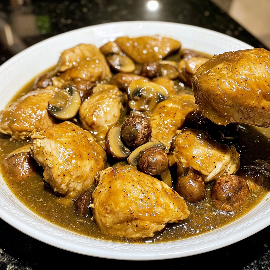 Healthy Crockpot Chicken with Mushrooms