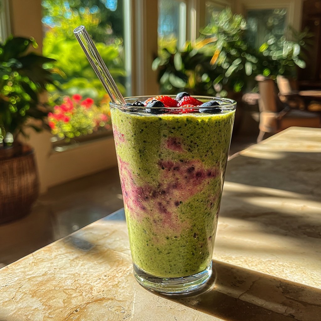 Berry Spinach Breakfast Smoothie