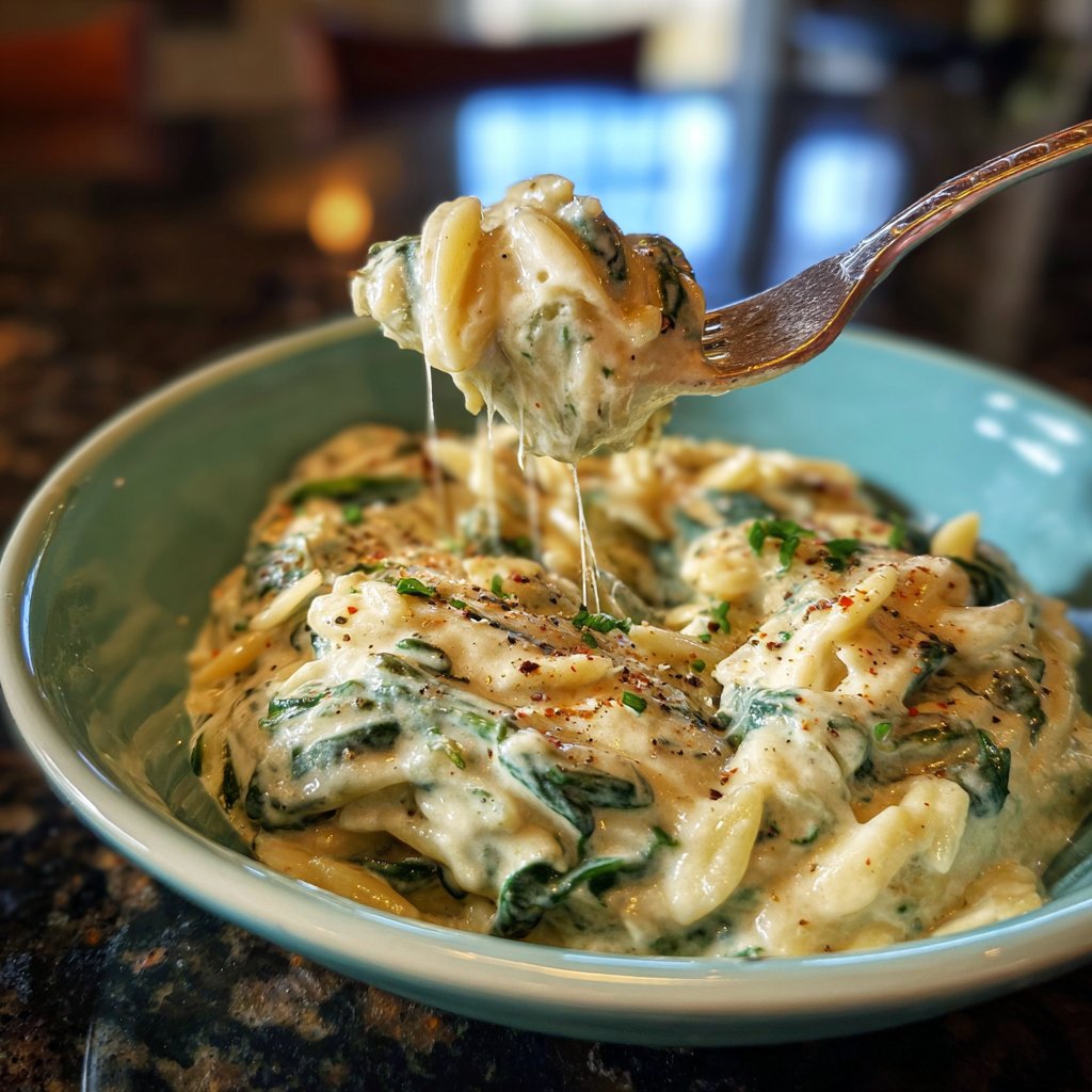 Creamy Spinach Parmesan Orzo
