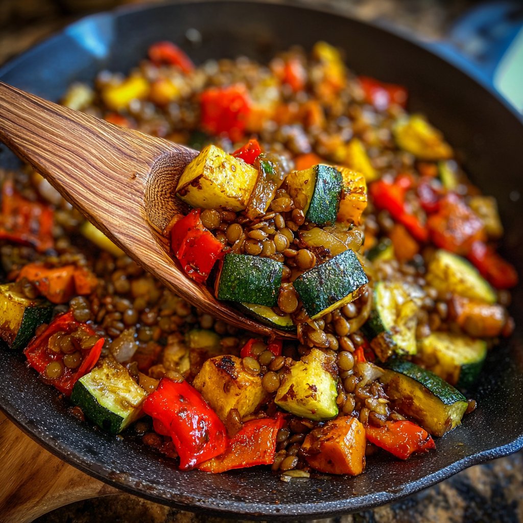 Roasted Veggie Lentil Skillet