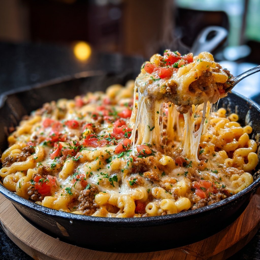 Hamburger Meat And Macaroni Skillet