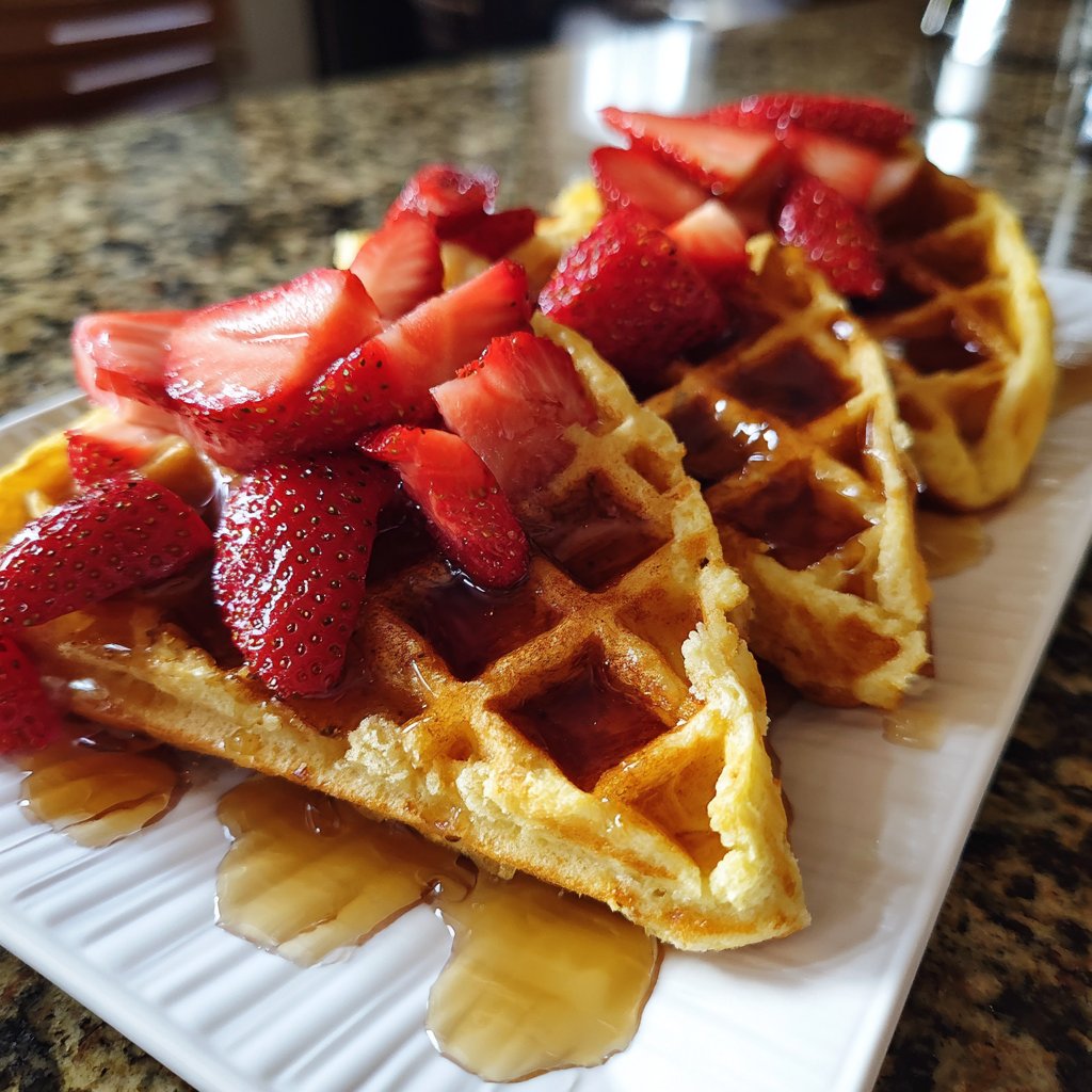 Valentines Breakfast Strawberry Waffles