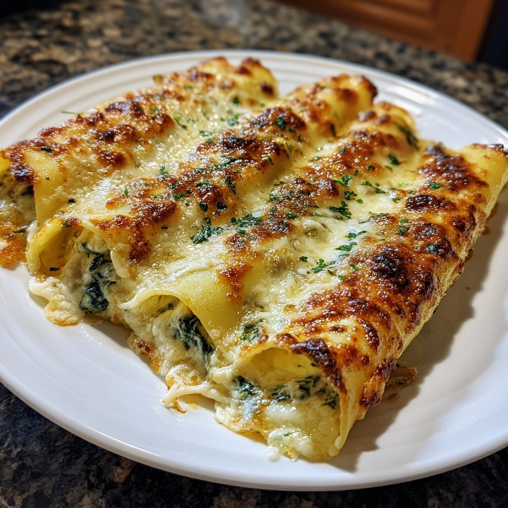 Spinach and Ricotta Stuffed Manicotti